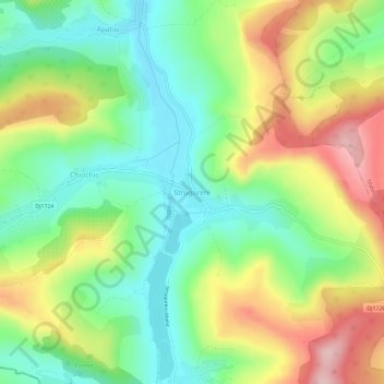 Strugureni topographic map, elevation, terrain