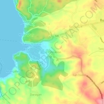 Old Poblacion topographic map, elevation, terrain