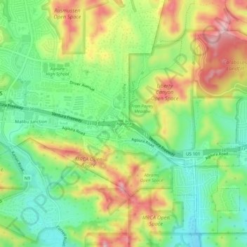 Agoura topographic map, elevation, terrain