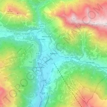 Bormio topographic map, elevation, terrain