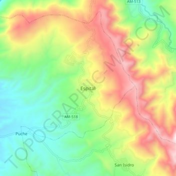Espital topographic map, elevation, terrain