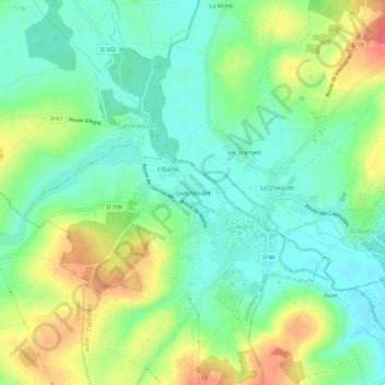 Saint-Méxant topographic map, elevation, terrain