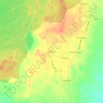 Ervedeira topographic map, elevation, terrain
