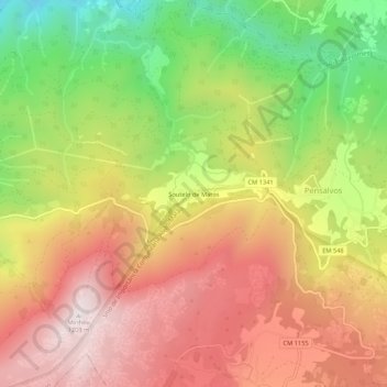 Soutelo de Matos topographic map, elevation, terrain
