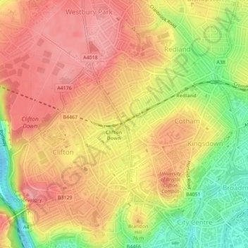 White Ladies Gate topographic map, elevation, terrain