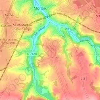 Lotissement Saint-Fiacre topographic map, elevation, terrain