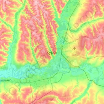 Курск topographic map, elevation, terrain