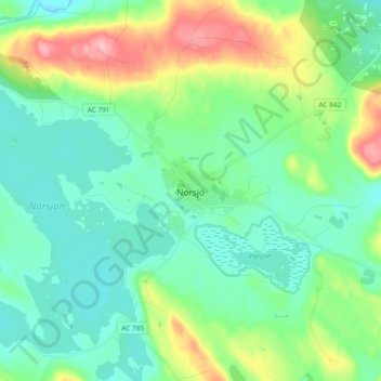 Norsjö topographic map, elevation, terrain