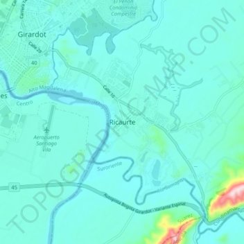Ricaurte topographic map, elevation, terrain
