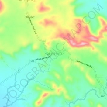 Mabato-bato topographic map, elevation, terrain
