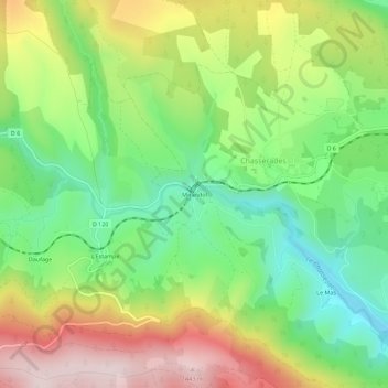 Mirandol topographic map, elevation, terrain