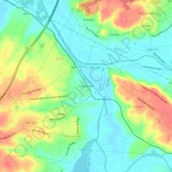 Carcavelos topographic map, elevation, terrain