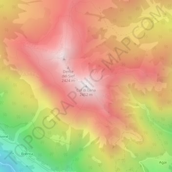 Col di Lana topographic map, elevation, terrain