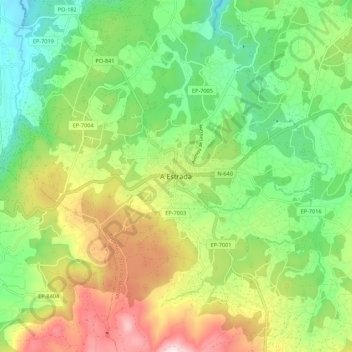 A Estrada topographic map, elevation, terrain