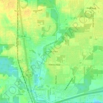 Orange Grove topographic map, elevation, terrain