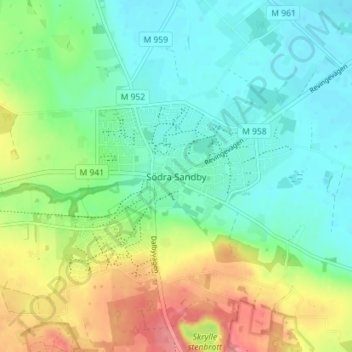 Södra Sandby topographic map, elevation, terrain
