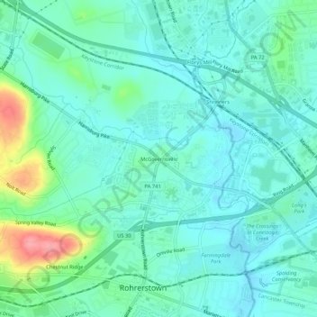 McGovernsville topographic map, elevation, terrain