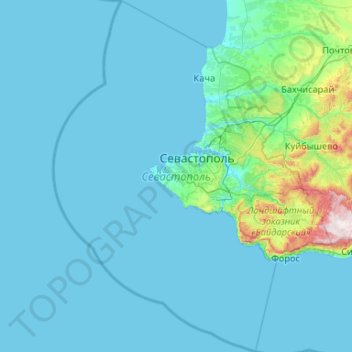 塞瓦斯托波尔 topographic map, elevation, terrain