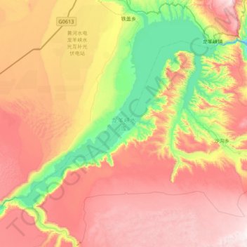 龙羊峡水库 topographic map, elevation, terrain