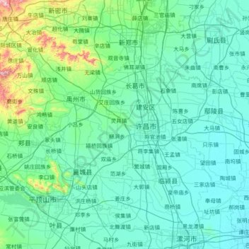 Xuchang topographic map, elevation, terrain