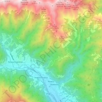 Pinasca topographic map, elevation, terrain