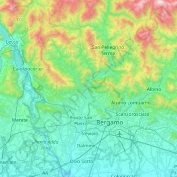 Brembo topographic map, elevation, terrain