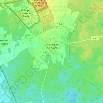 Villeneuve-le-Comte topographic map, elevation, terrain