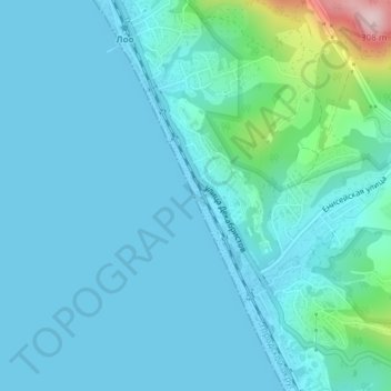 Пляж санатория Магадан topographic map, elevation, terrain
