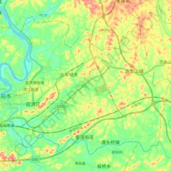 双清区 topographic map, elevation, terrain