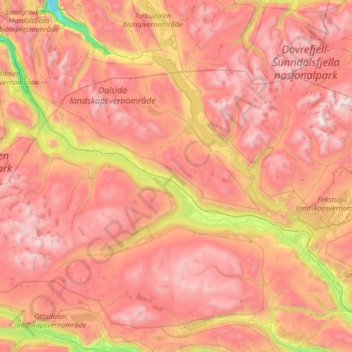 Lesja topographic map, elevation, terrain