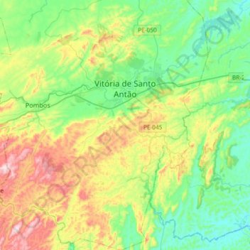 Vitória de Santo Antão topographic map, elevation, terrain