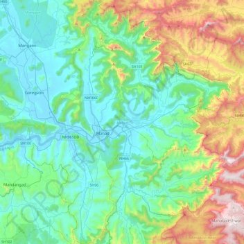 Mahad topographic map, elevation, terrain