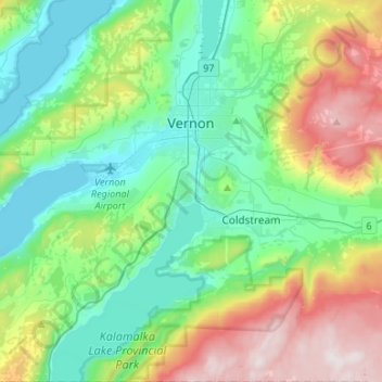 Vernon topographic map, elevation, terrain