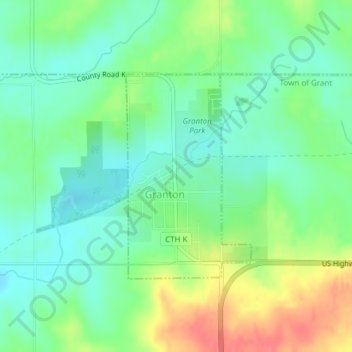 Granton topographic map, elevation, terrain