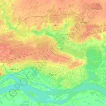 Sourgout topographic map, elevation, terrain
