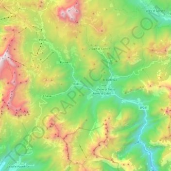 Val di Zoldo topographic map, elevation, terrain