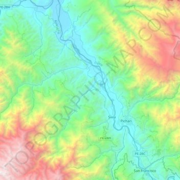 Llochegua topographic map, elevation, terrain