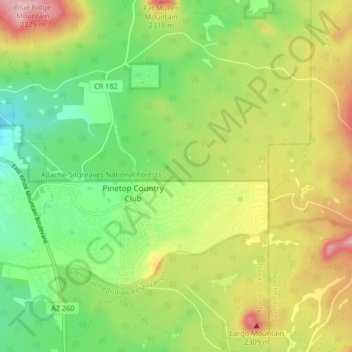 Pinetop Country Club topographic map, elevation, terrain
