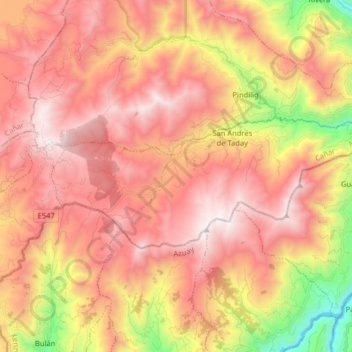 Taday topographic map, elevation, terrain