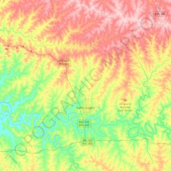 Santo Ângelo topographic map, elevation, terrain