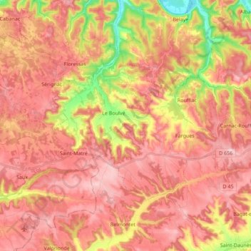 Porte-du-Quercy topographic map, elevation, terrain
