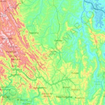 Gatsibo District topographic map, elevation, terrain