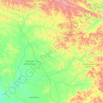 городское поселение Февральск topographic map, elevation, terrain