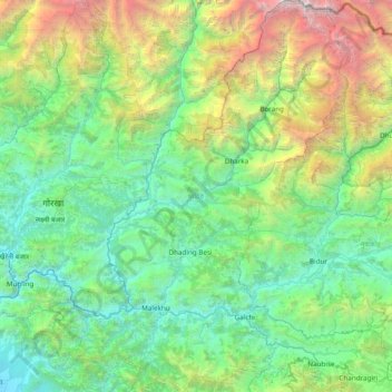 Dhading topographic map, elevation, terrain