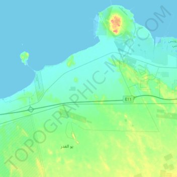 Al Hamra topographic map, elevation, terrain