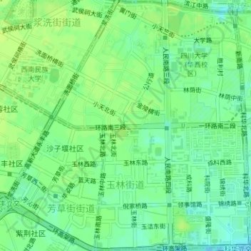 玉林街道 topographic map, elevation, terrain