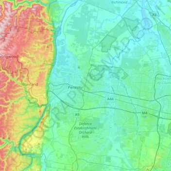 Penrith City Council topographic map, elevation, terrain