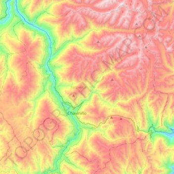 Yarowilca topographic map, elevation, terrain