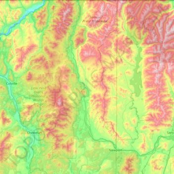 Pend Oreille County topographic map, elevation, terrain