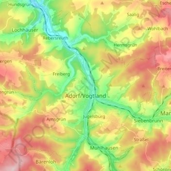 Adorf/Vogtland topographic map, elevation, terrain